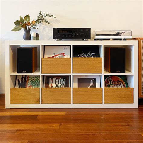 adding metal brackets to kallax shelves for vinyl records|KALLAX vinyl storage.